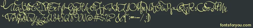 AustieBostAllMyLove Font – Yellow Fonts on Black Background