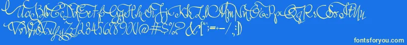 AustieBostAllMyLove Font – Yellow Fonts on Blue Background