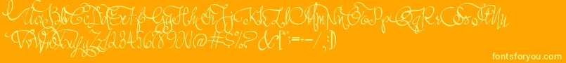 AustieBostAllMyLove-Schriftart – Gelbe Schriften auf orangefarbenem Hintergrund
