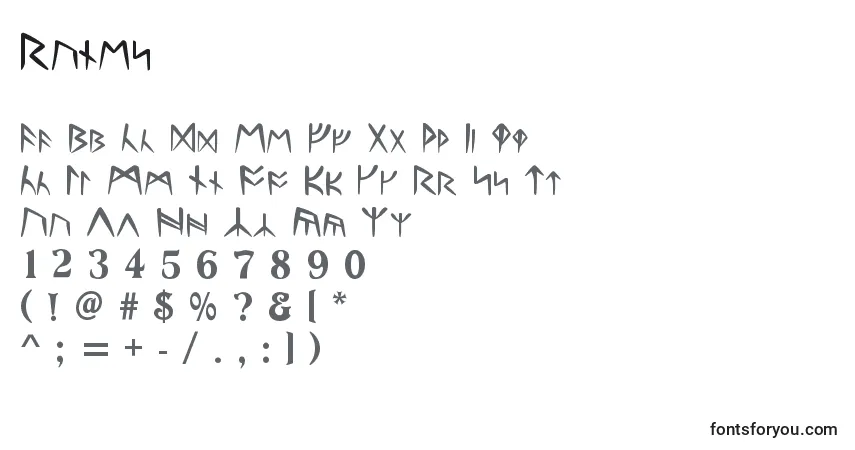 Schriftart Runes – Alphabet, Zahlen, spezielle Symbole