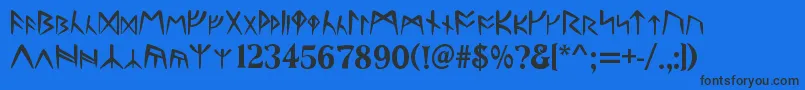 Runes Font – Black Fonts on Blue Background