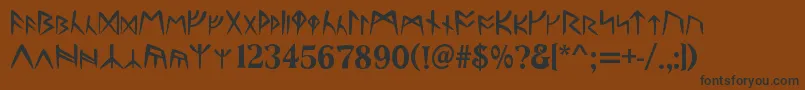 フォントRunes – 黒い文字が茶色の背景にあります