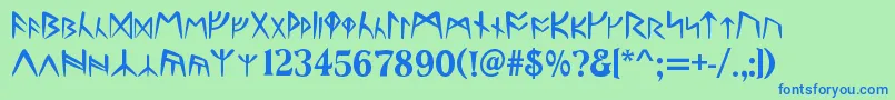 Runes Font – Blue Fonts on Green Background