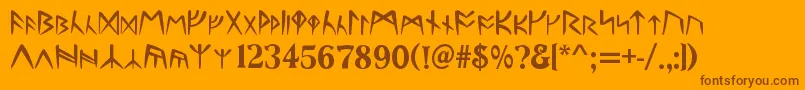 Runes Font – Brown Fonts on Orange Background