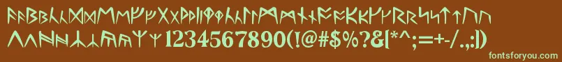 Runes Font – Green Fonts on Brown Background