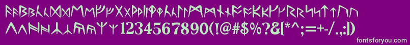 Runes Font – Green Fonts on Purple Background