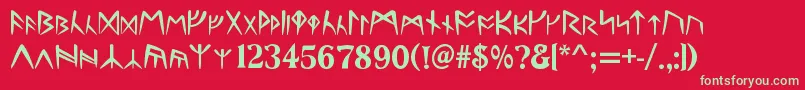 Runes Font – Green Fonts on Red Background