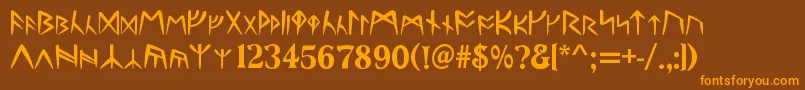 Runes Font – Orange Fonts on Brown Background