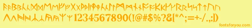 Runes Font – Orange Fonts on Yellow Background