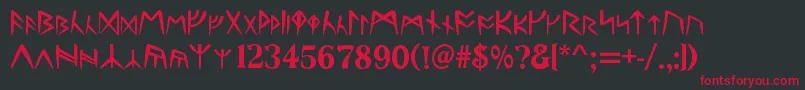 Czcionka Runes – czerwone czcionki na czarnym tle