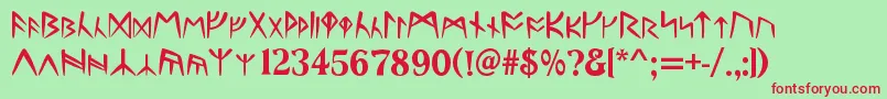 Runes Font – Red Fonts on Green Background