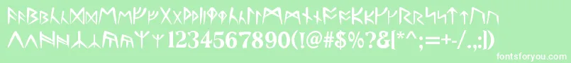 Runes Font – White Fonts on Green Background