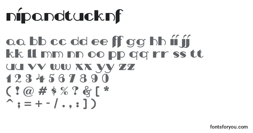 Schriftart Nipandtucknf (111685) – Alphabet, Zahlen, spezielle Symbole