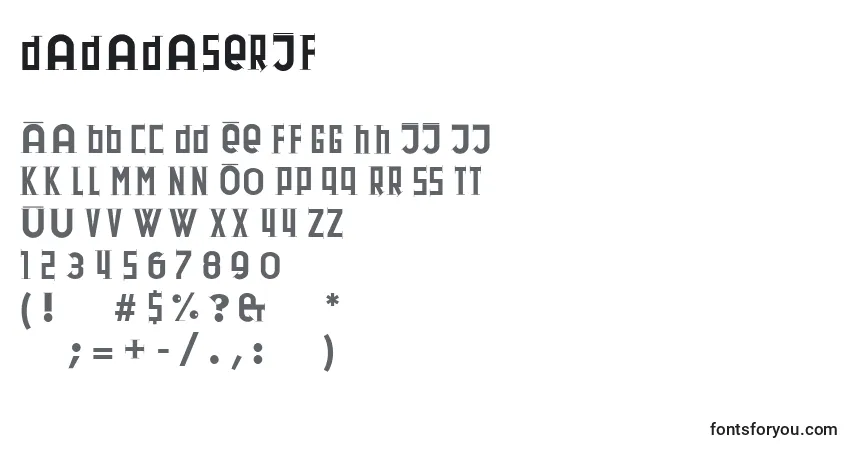 A fonte Dadadaserif – alfabeto, números, caracteres especiais
