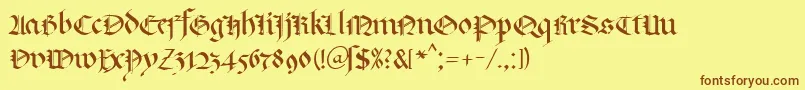 KlGotic1Db Font – Brown Fonts on Yellow Background