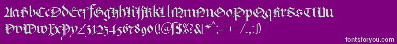 KlGotic1Db Font – Green Fonts on Purple Background