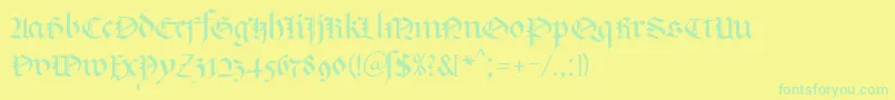 フォントKlGotic1Db – 黄色い背景に緑の文字