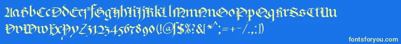 KlGotic1Db Font – Yellow Fonts on Blue Background