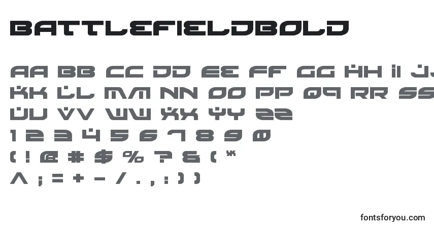 Fuente BattlefieldBold - alfabeto, números, caracteres especiales