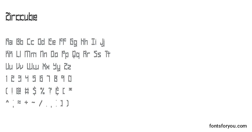 A fonte Zirccube – alfabeto, números, caracteres especiais
