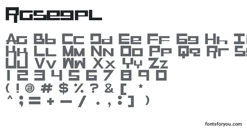 Schriftart Rasegpl (111693) – Alphabet, Zahlen, spezielle Symbole