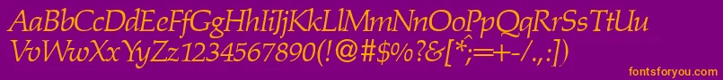 PalinowerkdbItalic Font – Orange Fonts on Purple Background