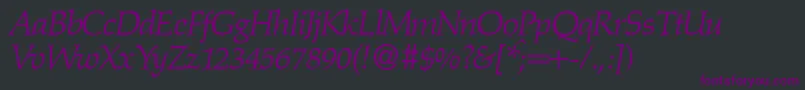 フォントPalinowerkdbItalic – 黒い背景に紫のフォント