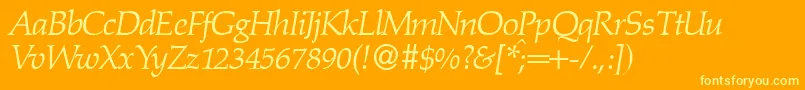 PalinowerkdbItalic Font – Yellow Fonts on Orange Background