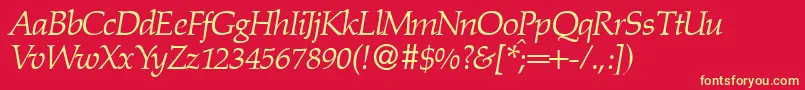 PalinowerkdbItalic Font – Yellow Fonts on Red Background