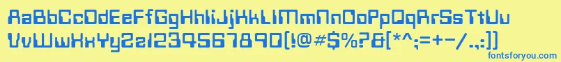 フォントTechno28Normal – 青い文字が黄色の背景にあります。