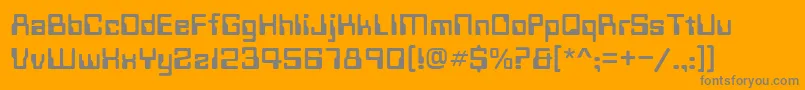 Techno28Normal-Schriftart – Graue Schriften auf orangefarbenem Hintergrund