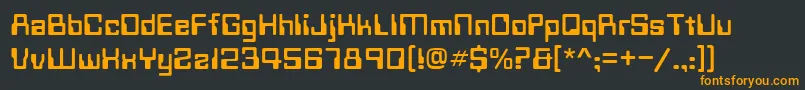 フォントTechno28Normal – 黒い背景にオレンジの文字