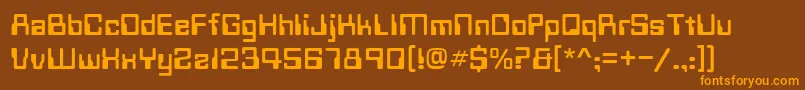 Lisätietoja Techno28Normal-fontista Techno28Normal-fontti – oranssit fontit ruskealla taustalla