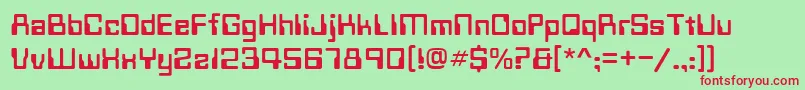 Шрифт Techno28Normal – красные шрифты на зелёном фоне