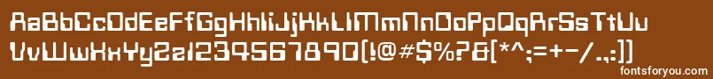 Techno28Normal-Schriftart – Weiße Schriften auf braunem Hintergrund