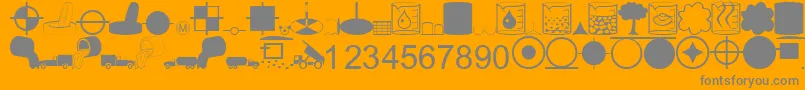 EsriEnviroHazardAnalysis-fontti – harmaat kirjasimet oranssilla taustalla