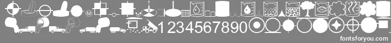 Czcionka EsriEnviroHazardAnalysis – białe czcionki na szarym tle