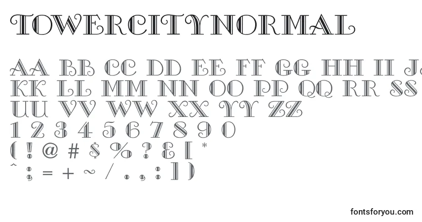 TowerCityNormal-fontti – aakkoset, numerot, erikoismerkit