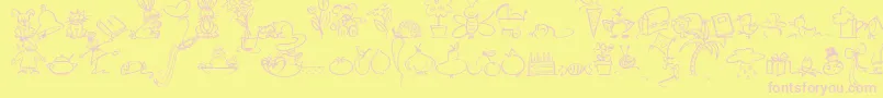 フォントWiesbadenSwingDingbats – ピンクのフォント、黄色の背景
