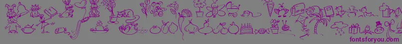 Czcionka WiesbadenSwingDingbats – fioletowe czcionki na szarym tle