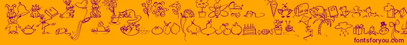 Czcionka WiesbadenSwingDingbats – fioletowe czcionki na pomarańczowym tle