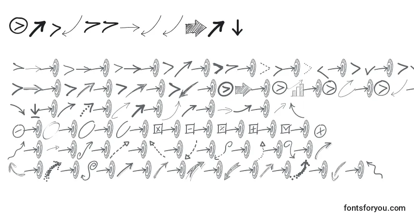 Czcionka Pwfreearrows – alfabet, cyfry, specjalne znaki