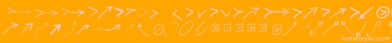 Pwfreearrows-fontti – vaaleanpunaiset fontit oranssilla taustalla