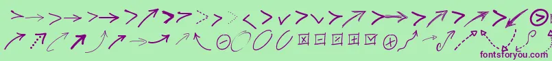 Pwfreearrows Font – Purple Fonts on Green Background