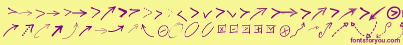 Pwfreearrows Font – Purple Fonts on Yellow Background