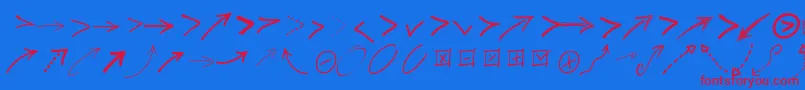 Pwfreearrows-Schriftart – Rote Schriften auf blauem Hintergrund