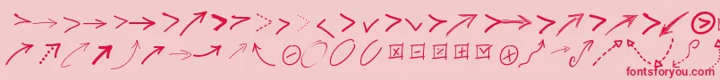 フォントPwfreearrows – ピンクの背景に赤い文字