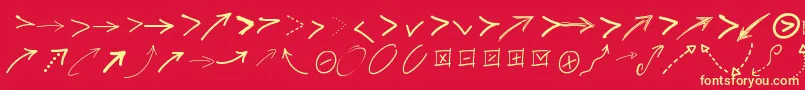 フォントPwfreearrows – 黄色の文字、赤い背景