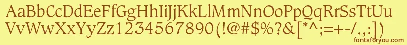 CaxtonstdLight-Schriftart – Braune Schriften auf gelbem Hintergrund