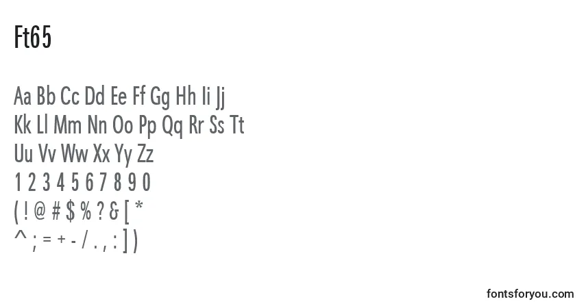 Czcionka Ft65 – alfabet, cyfry, specjalne znaki